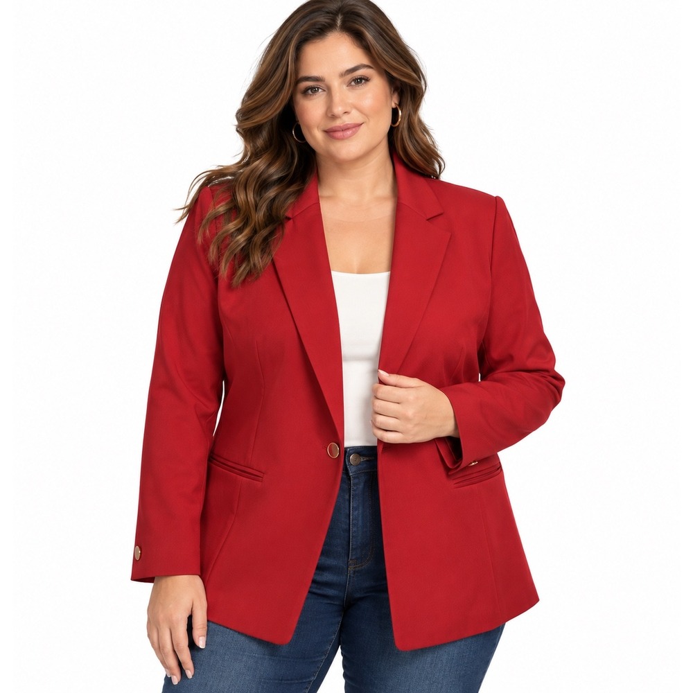 Lane Bryant Red Double Weave Single Button Blazer Jacket Size 16 NWT